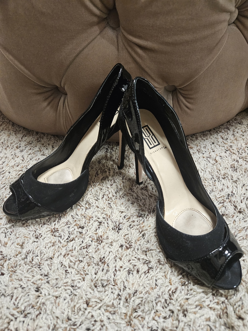 Black Peep-Toe High Heels